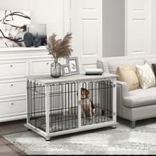 Image of Dog Crate Furniture, Indoor Dog Kennel w/ Washable Cushion, for S and M Dogs