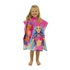 Image of Barbie Cotton Towel Poncho Robe Kids Hooded Girls Mermazing Pool Beach Official