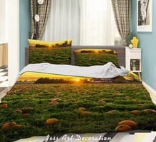 Image of 3D Pumpkin Patch Sunset Quilt Cover Set Bedding Sets Pillowcases