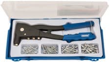 Image of Draper Rivet Gun Hand Riveter Kit for Aluminium Rivets In Case 100 Rivets 27843