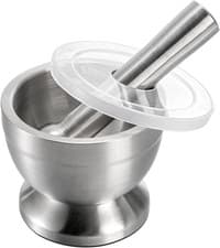 Image of Mortar and Pestle Sets 18/8 Brushed Stainless Steel Spice Grinder Pill Crusher M