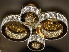 Image of Modern LED Ceiling Light 4 Ring Circular 3 Colour 70W Gold Finish