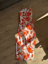 Image of Quiz Orange And White Floral ‘Grace’ Maxi Dress BNWT Size 8