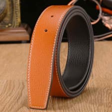 Image of Genuine Leather Belt Strap 38mm Replacement Without Buckle Reversible Waistband