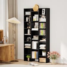 Image of Tall Bookcase, Bookshelf with 21 Compartments and Adjustable Shelves