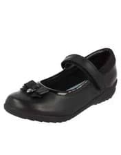 Image of NEW Clarks Girls INF Ting Fever Black Leather School Shoes UK Size 11E/EUR 29