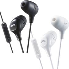 Image of JVC HAFX38M MARSHMALLOW IN-EAR HEADPHONES W/ REMOTE & MIC - BLACK WHITE HA-FX38M