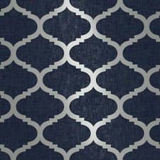 Image of Geometric Trellis Metallic Silver Gold Navy Charcoal Grey Feature Wallpaper