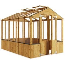 Image of Wooden Greenhouse Garden Potting Shed Clear Glazing Double Door Mini Greenhouse