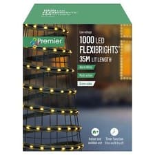 Image of Premier Christmas Lights Flexibrights 1000 LED Warm White Timer Outdoor 35m