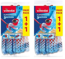 Image of Vileda Supermocio 3Action XL Mop Head Replacement 2 Twin Packs 4 Refills