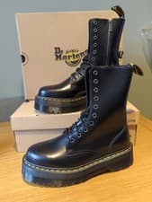 Image of DR. MARTENS Jadon Hi Smooth Leather Platform Boots BLACK UK-6,7,8 New £140