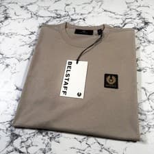 Image of BELSTAFF Mens Dark Sand Phoenix Logo T Shirt SIZE MEDIUM BNWT Authentic