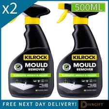 Image of 2 x KILROCK BLACK MOULD MILDEW SPRAY REMOVER 500ML READY TO USE FOR WALLS NEW