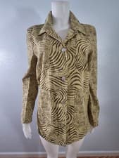 Image of Pilcro Anthropologie Jacket Women's Med Denim Zebra Print Shacket Tan Nwt
