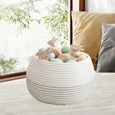 Image of Woven Storage Basket Decorative Basket Multifunctional Container Bin Small Round