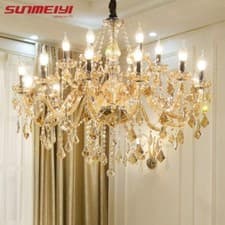 Image of Luxury Crystal Chandelier Lighting Candle Pendant Light Living Room Ceiling Lamp