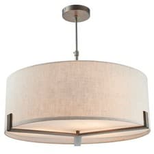Image of Ceiling Pendant Light Brushed Bronze Plate & Natural Linen 3 x 40W E27