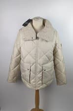 Image of barbour international Womens Norton Quilted Jacket - Cream size uk 16 Zip Up New