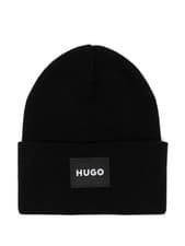 Image of Hugo Boss Men's Xevon Patch Logo Cotton Beanie, Black