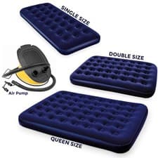 Image of Bestway Single /Double /Queen Inflatable Flocked Air Bed Mattress Foot Air Pump