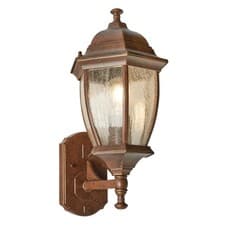 Image of Litecraft Deonte Outdoor Wall Light IP44 Large Seeded Glass Lantern - Bronze