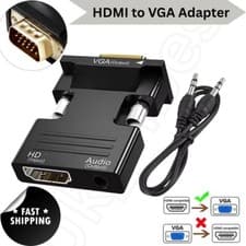 Image of hdmi vga adapter male converter female 1080p audio cable video hdtv pc output uk