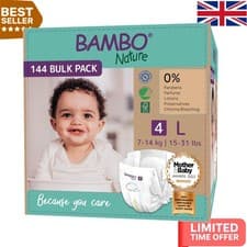 Image of Bambo Nature Size 4 Nappies 144PK – Sustainable, Soft & Secure for Happy Babies