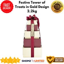 Image of 2.2kg Festive Tower of Treats Gift Box – Luxury Christmas Hamper in Gold