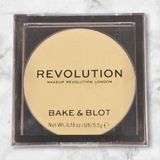 Image of REVOLUTION Bake & Blot Pressed Powder BANANA Setting Makeup Compact NEW SEALED