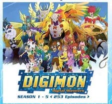 Image of Anime DVD DIGIMON Digital Monsters Season 1-5 (VOL.1-253 End) ENGLISH Box Set