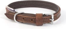 Image of Ancol Vintage Leather Padded Collar Chestnut 35-43 cm Size 4