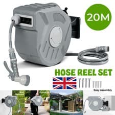 Image of 20m+2m Garden Hose Reel Retractable Auto Self-Winding Wall Mounted 9in1 Nozzle