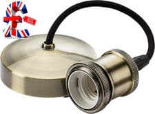 Image of 6 Inch E27 Vintage Pendant Set in Antique Brass, 150Mm