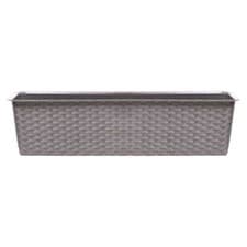 Image of Rectangle Rattan Plastic Balcony Flower Plant Garden Herb Planter Decor Pots Set