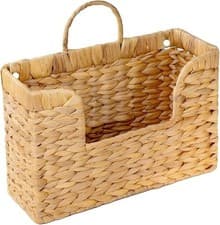 Image of Magazine Holder Wall Basket Water Hyacinth Woven Organizer, Wicker Wall Hangi...