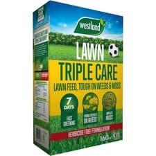 Image of Westland Triple Care Lawn Food Herbicide Free Tough on Weed & Moss 160m2 Box