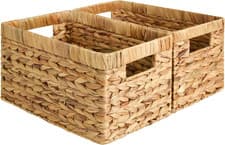 Image of Wicker Storage Baskets for Shelves, Large Shelf Baskets with Handles, Rectangula