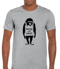 Image of KEEP IT REAL T SHIRT MENS COOL BANKSY DESIGN GRAFFITI ARTIST URBAN RETRO DESIGN