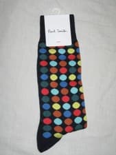 Image of BNWT PAUL SMITH Mens Multi Coloured Daley Polka Spots Socks Black