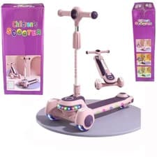 Image of Viper Pink Scooter Child Kick Flashing LED Light Up 3 Wheel Push Adjustable Fold