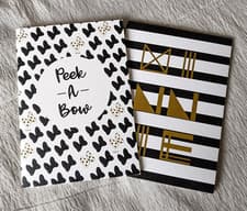 Image of New Disney Classic Paperback Minnie Mouse Notebooks x2 A5 Black White Gold Lined
