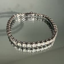 Image of Swarovski Silver Tennis Crystal Bracelet Adjustable Round White Box Closure