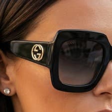Image of Gucci Sunglasses GG0053SN 001 Black Rectangular Gradient Grey 54mm Women