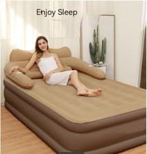Image of DOUBLE INFLATABLE HIGH RAISED AIR BED MATTRESS AIRBED WITH PUMP & PILLOW SET NEW