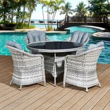 Image of Oseasons Sicilia Rattan 4 Seat Garden Outdoor Dining Set in Dove Grey