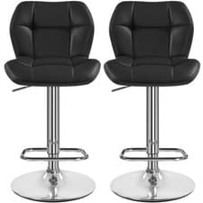 Image of Modern Faux Leather Swivel Bar Chair Adjustable Bar Stool with Backrest, 2PCS