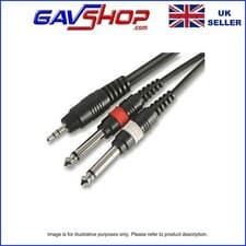 Image of 1.2m Pro 3.5mm Stereo Jack Lead to 2 x 6.35mm (1/4") Mono Jack Plugs BEST PRICE!