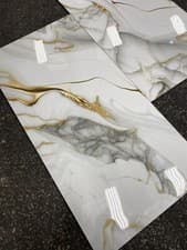 Image of CHEAPEST IN UK PORCELAIN HIGH GLOSS TILES 60 X 120 CM GLOSS WHITE GOLD GREY A*