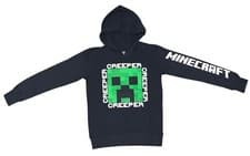 Image of Minecraft Creeper Kids Boys Hoodie Jumper Black
